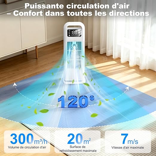 FraîcheurZone IceCool 6-en-1™ – Rafraîchisseur d'air avec eau & pains de glace